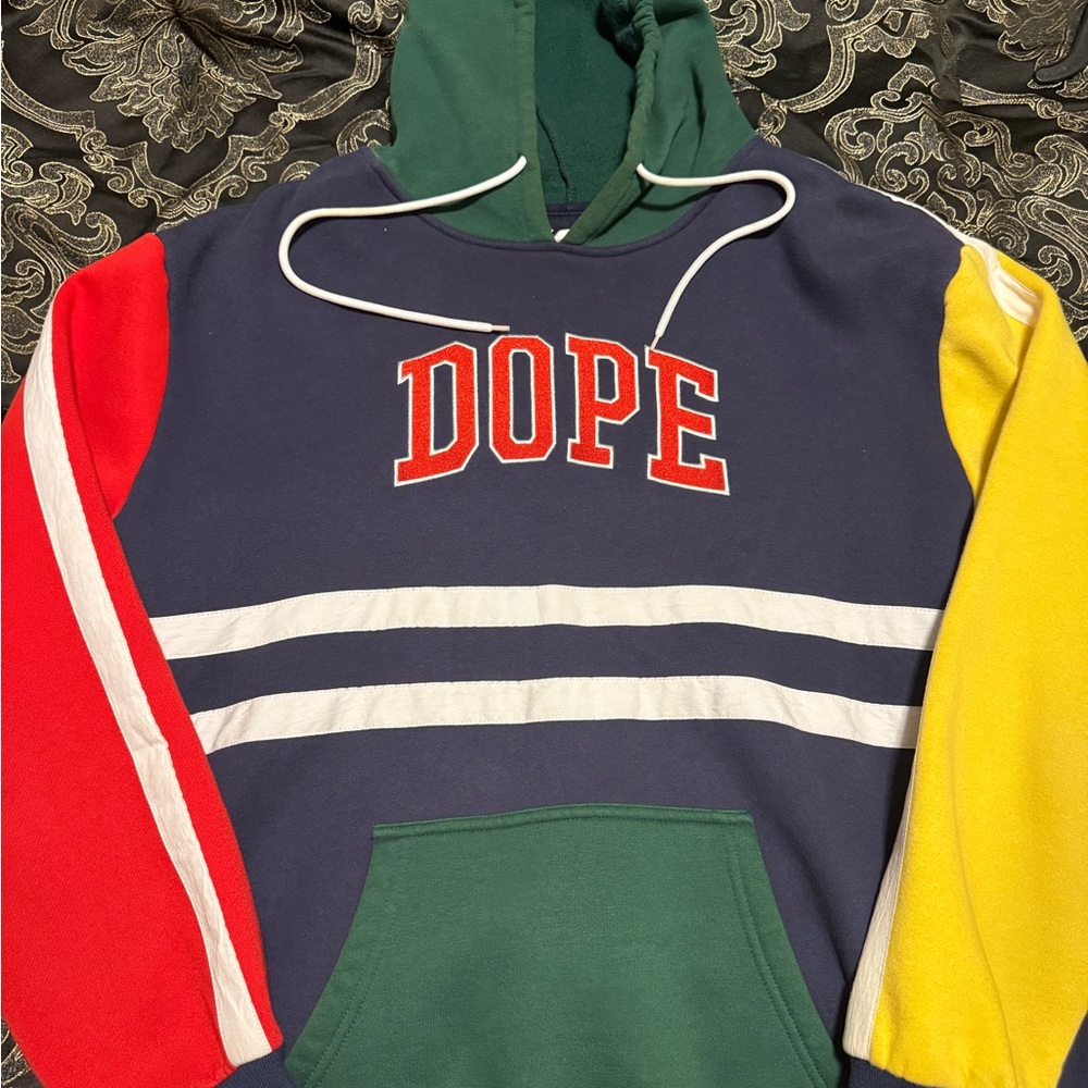 DOPE Colorblock Hoodie with Red, Green, and Yellow